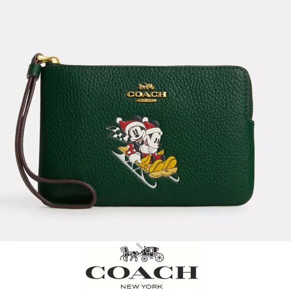 🐭 Disney X Coach Corner Zip Wristlet With Sled Motif - Picture 3 of 13
